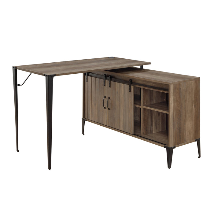 Zakwani - Writing Desk With USB Port - Rustic Oak / Black