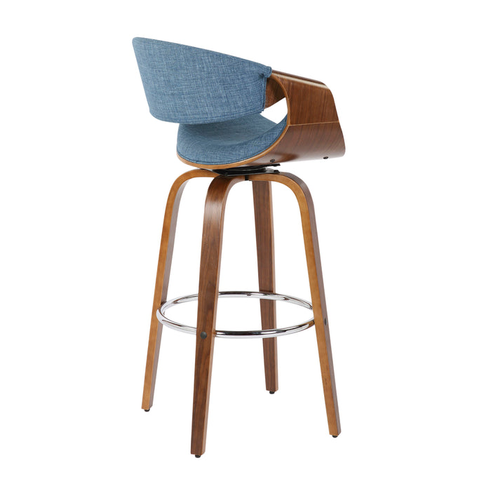 Curvini Mid - Century Modern Fixed Height Barstool With Swivel (Set of 2)