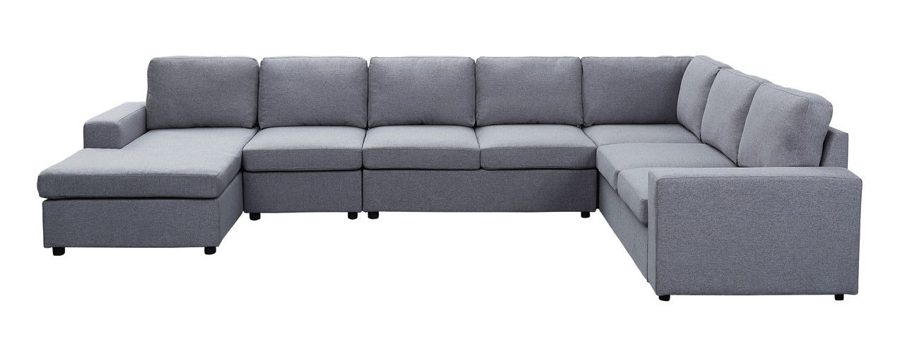 Hayden - Linen 7 Seat Reversible Modular Sectional Sofa Chaise