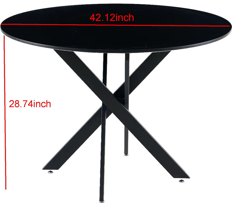 Mid-Century Dining Table For 4 - 6 People With Round MDF Table Top, Pedestal Dining Table, End Table Leisure Coffee Table, Cross Leg