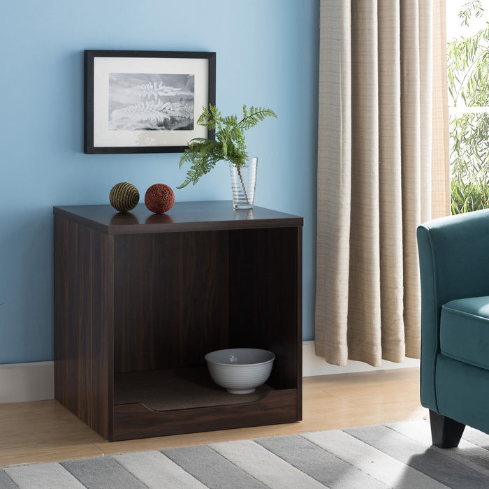Modern Pet End Table With Removable Mat - Dark Walnut