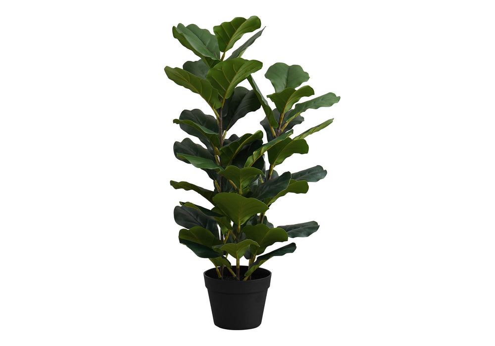 32" Tall, Artificial Plant, Fiddle Tree, Indoor, Faux, Fake, Floor, Greenery, Potted, Real Touch, Decorative - Green / Black