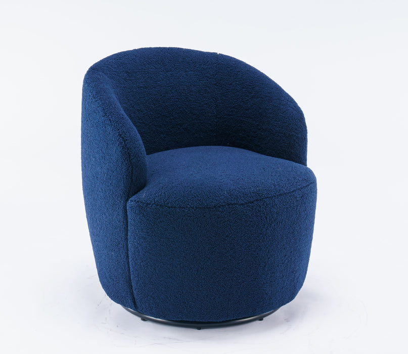 Teddy Fabric Swivel Accent Armchair Barrel Chair With Powder Coating Metal Ring