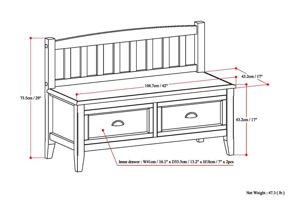 Burlington - Entryway Storage Bench with Drawers