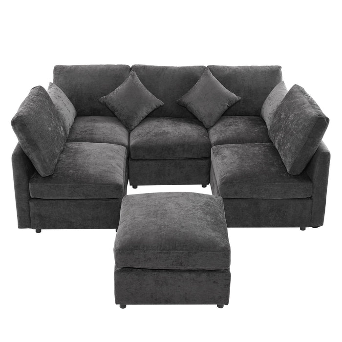 Sectional Sofa Modular Sofa U - Shaped Sofa Couch Sofa Bed L - Shaped Sofa With A Movable Ottoman And Two USB Ports For Living Room