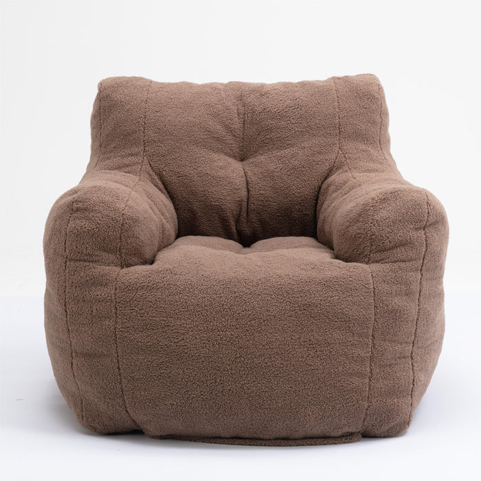 Soft Teddy Fabric Tufted Foam Bean Bag Chair With Teddy Fabric