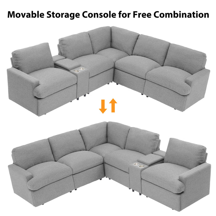 Power Recliner Corner Sofa Home Theater Reclining Sofa Sectional Couches With Storage Box, Cup Holders, USB Ports And Power Socket For Living Room