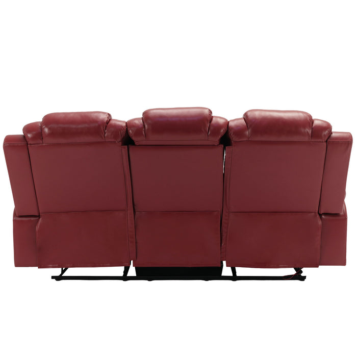 Home Theater Seating Manual Recliner Chair With Center Console And Led Light Strip For Living Room