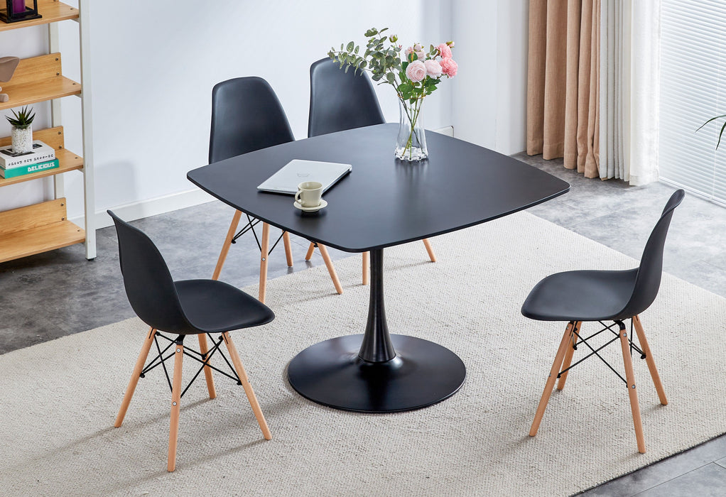 Table Mid-Century Dining Table For 4-6 People With Round MDF Table Top, Pedestal Dining Table, End Table Leisure Coffee Table