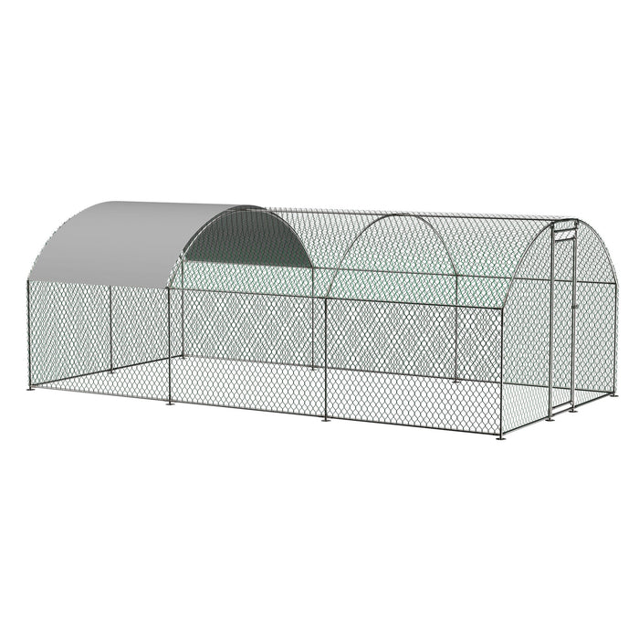 Large Chicken Coop Metal Chicken Run With Waterproof And Anti-Uv Cover, Dome Shaped Walk-In Fence Cage Hen House For Outdoor And Yard Farm Use, 1" Tube Diameter