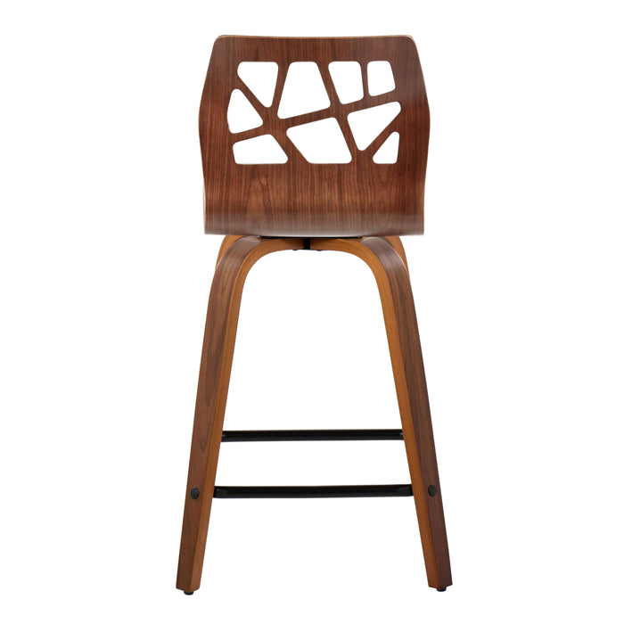 Folia - Mid Century Modern Fixed Height Counter Stool With Swivel With Square Footrest (Set of 2)