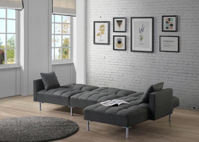 Duzzy - Sectional Sofa - Dark Gray Fabric