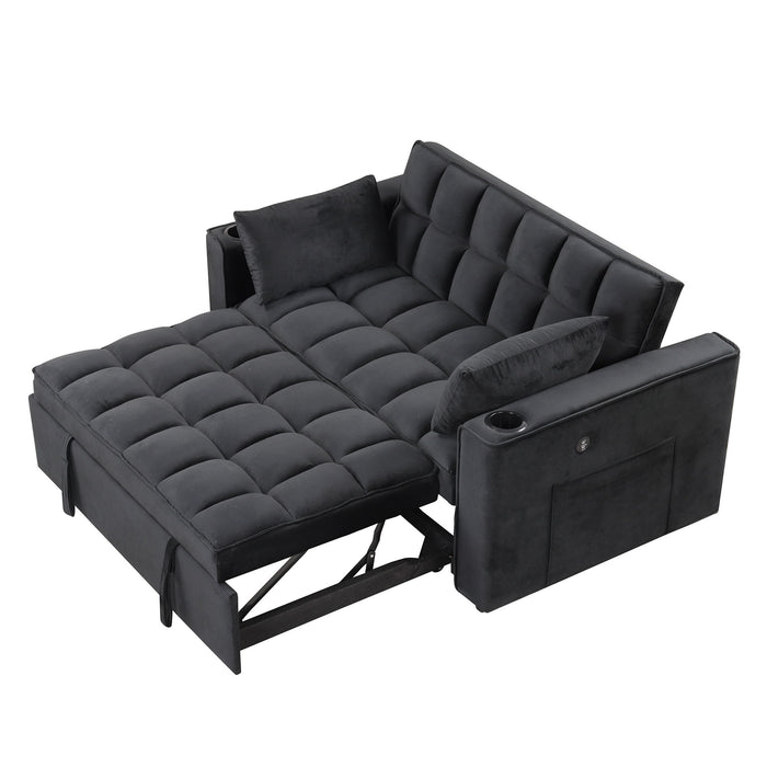 Multi Functional Sofa Bed With Cup Holder And USB Port For Living Room Or Apartments