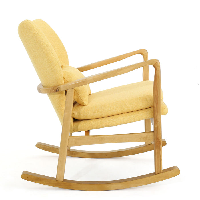 Elegant Solid Wood Rocking Chair With Linen Cushion