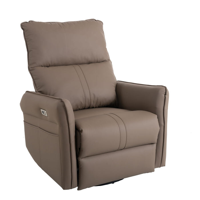 270 Power Swivel Rocker Recliner Chair, Electric Glider Reclining Sofa With USB Ports, Power Swivel Glider, Rocking Chair Nursery Recliners For Living Room Bedroom - Brown