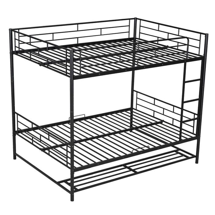 Metal Bunk Bed With Shelf And Guardrails