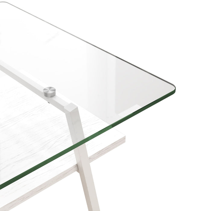 Rectangle Coffee Table, Tempered Glass Tabletop With Metal Legs, Modern Table For Living Room