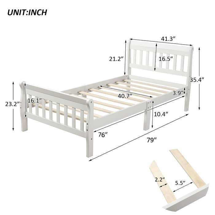 Platform Bed Frame Panel Bed Mattress Foundation Sleigh Bed With Headboard / Footboard / Wood Slat Support