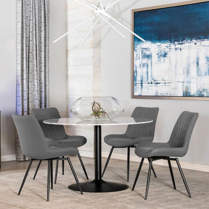 Diggs - Upholstered Tufted Swivel Dining Chairs (Set of 2) - Gray And Gunmetal