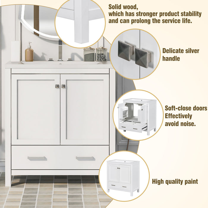 Bathroom Vanity With Single Sink, Combo Cabinet Undermount Sink, Bathroom Storage Cabinet With 2 Doors And A Drawer, Soft Closing, Multifunctional Storage, Solid Wood Frame