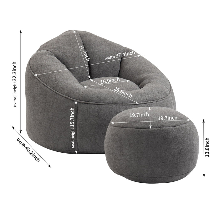 Bedding Bean Bag Sofa Chair High Pressure Foam Bean Bag Chair Adult Material With Padded Foam Padding Compressed Bean Bag With Footrest