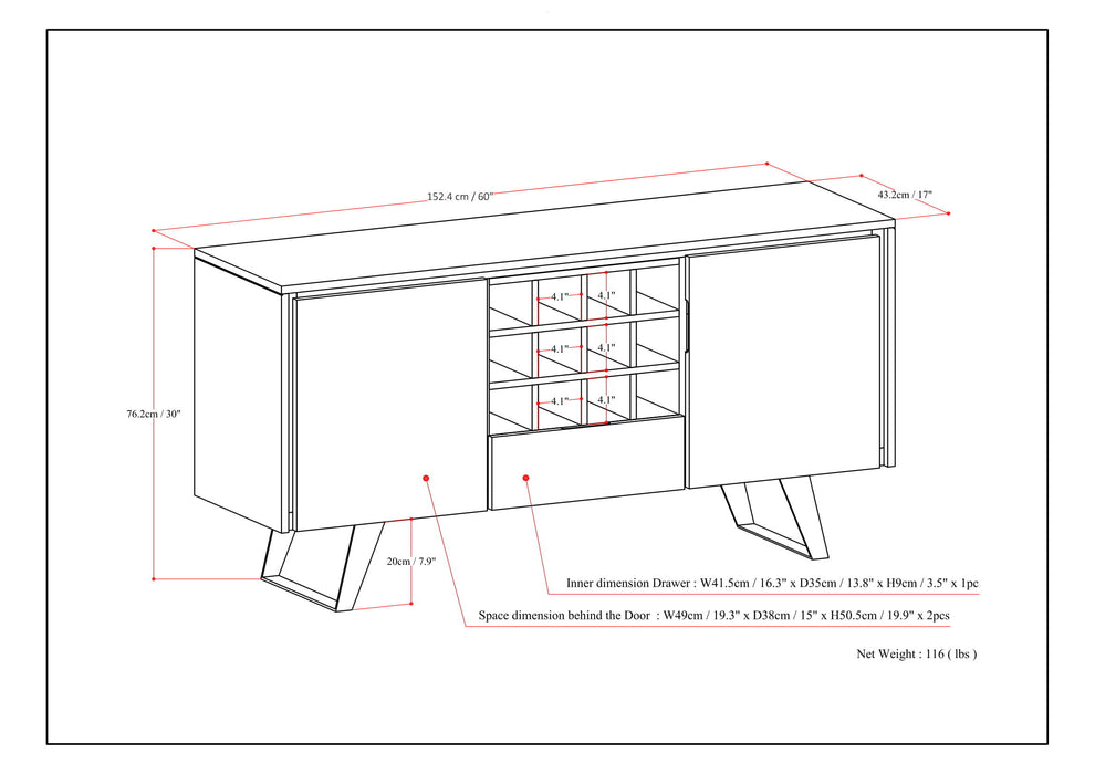 Lowry - Sideboard Buffet with Wine Rack - Distressed Charcoal Brown