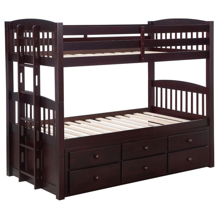 Kensington - Twin Over Twin Bunk Bed With Trundle - Cappuccino