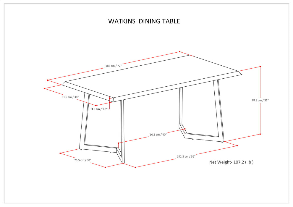 Watkins - Dining Table with Inverted Metal Base