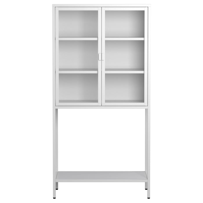 Heavy Duty Metal Storage Cabinet, Display Storage Cabinet With Glass Doors And 2 Adjustable Shelves, Tall Bookcase Modern Bookshelf Cabinet For Home Office, Living Room, Pantry