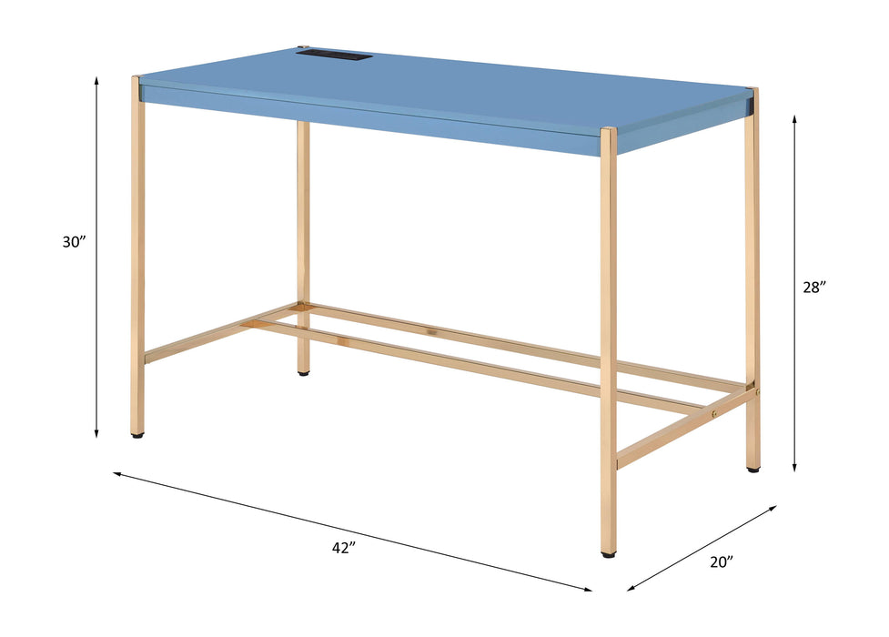 Midriaks - Writing Desk With USB - Gold / Navy Blue