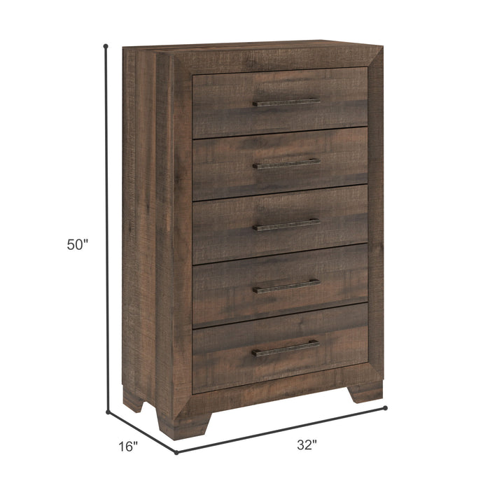 Plinz - 5 Drawer Chest - Brown