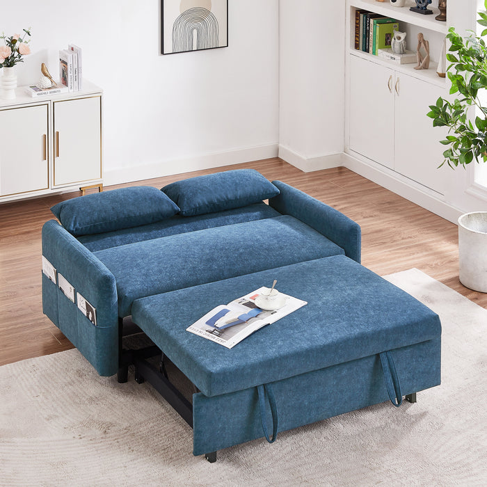 Pull Out Sleep Sofa Bed Loveseats Sofa Couch With Adjsutable Backrest, Storage Pockets, 2 Soft Pillows, USB Ports For Living Room, Bedroom, Apartment, Office