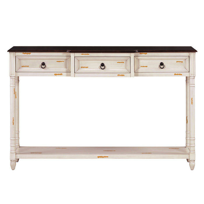 Console Table Sofa Table With Drawers For Entryway With Projecting Drawers And Long Shelf