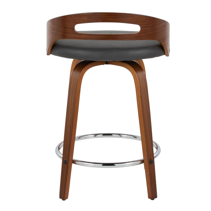 Cassis - Mid Century Modern Fixed Height Counter Stool With Swivel With Round Footrest (Set of 2)