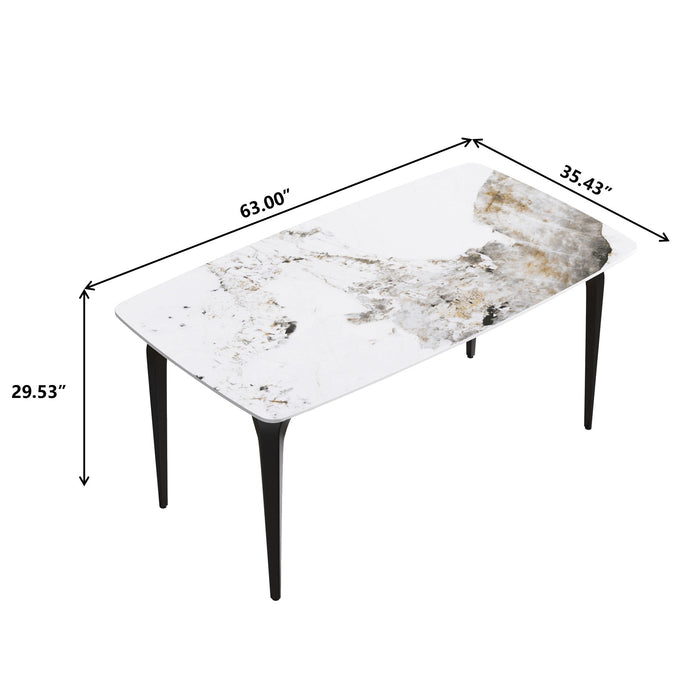 Modern Artificial Stone Pandora Curved Leg Dining Table 6 People - Antique White