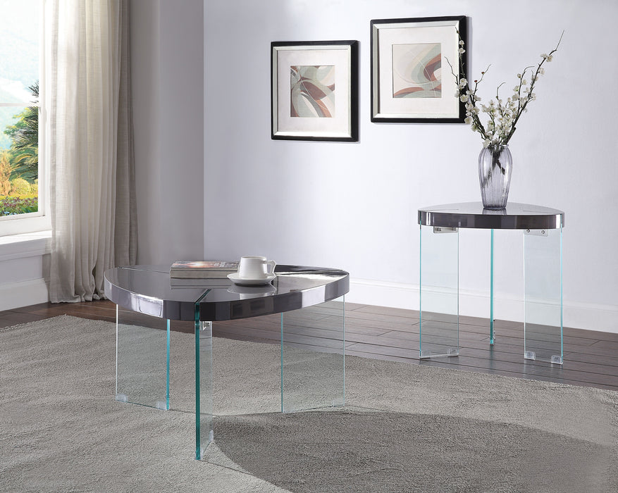 Noland - Clear Glass High Gloss End Table - Gray