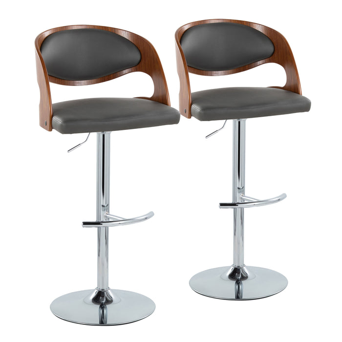 Pino - Mid Century Modern Adjustable Barstool & Swivel With Rounded T Footrest (Set of 2)