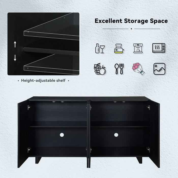 Modern Style Sideboard With Superior Storage Space, Hollow Door Design And 2 Adjustable Shelves For Living Room And Dining Room