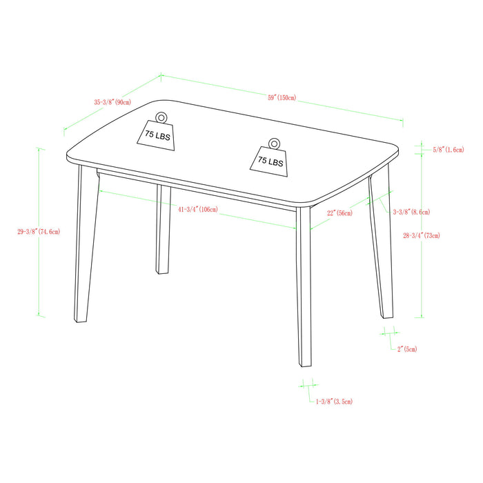 Contemporary Solid Wood Two Tone Dining Table - White