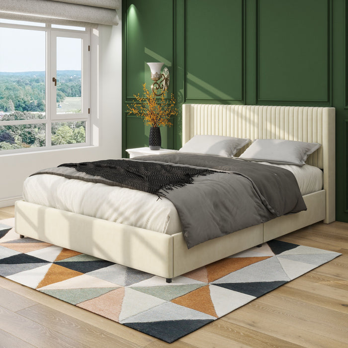 Anna - Wingback Platform Bed With Patented 4 Drawers Storage