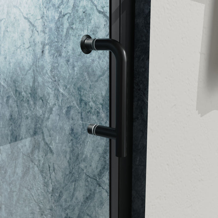 Bi-Fold - Semi-Frameless Shower Doors In Matte Black With Clear Glass - Chrome