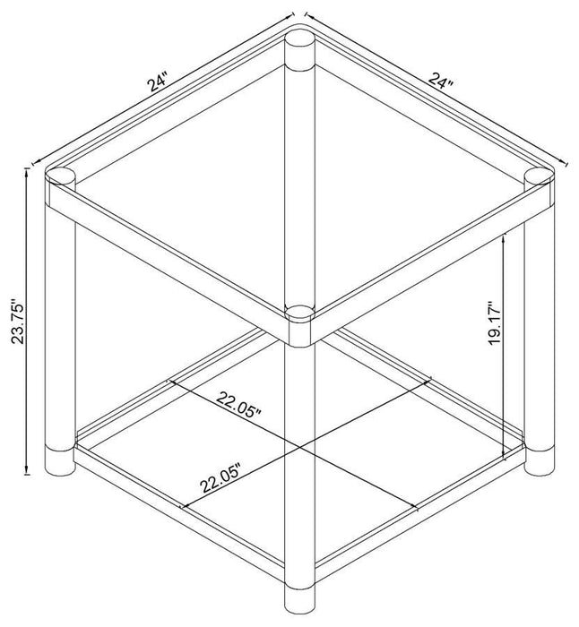 Anne - End Table With Lower Shelf - Chrome And Clear Unique Piece Furniture