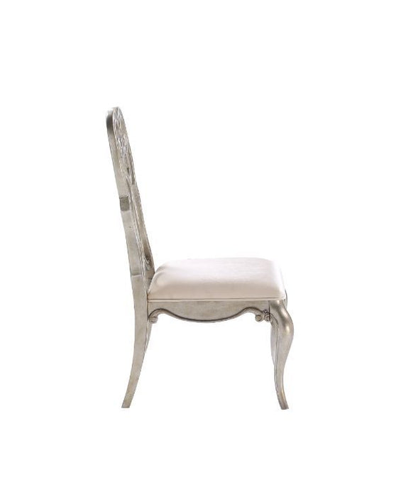 Esteban - Side Chair (Set of 2) - Ivory Velvet & Antique Champagne Finish Unique Piece Furniture