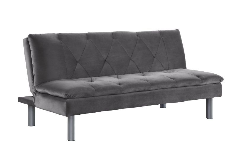 Cilliers - Futon - Gray Velvet & Chrome Finish Unique Piece Furniture