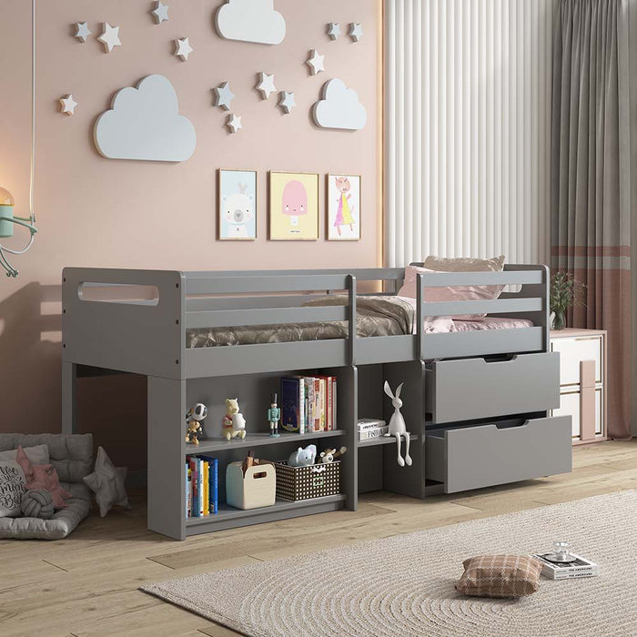 Fabiana - Twin Loft Bed - Gray Finish Unique Piece Furniture