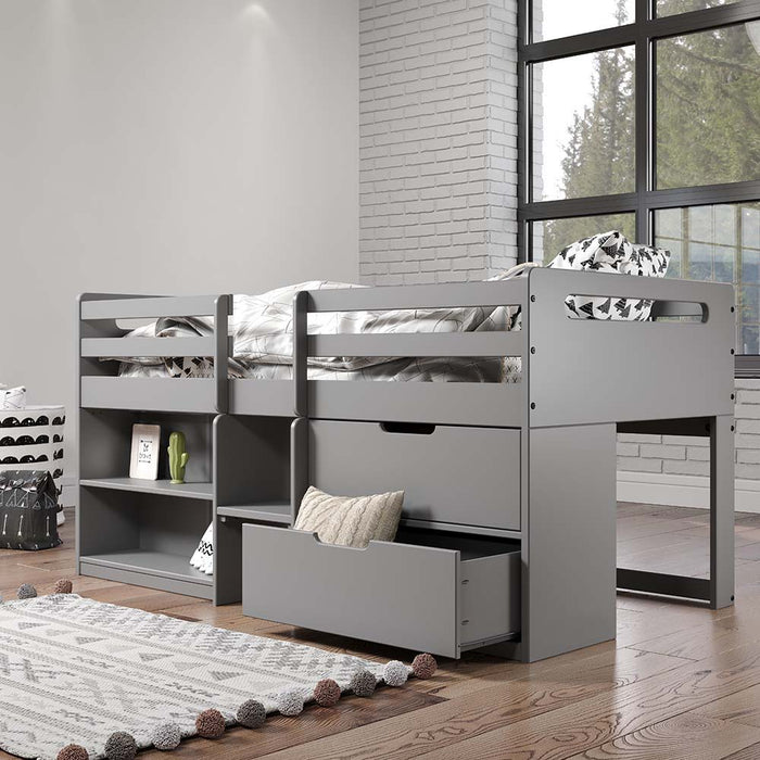 Fabiana - Twin Loft Bed - Gray Finish Unique Piece Furniture