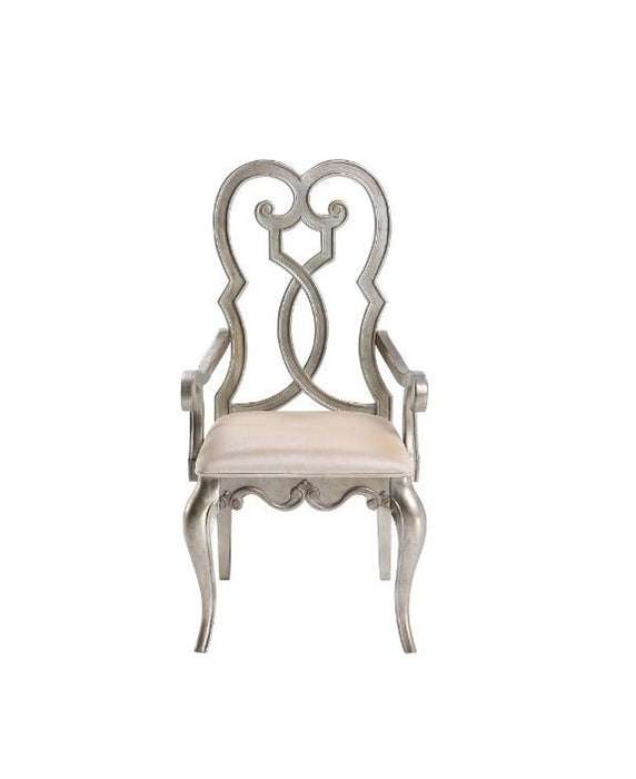 Esteban - Chair (Set of 2) - Ivory Velvet & Antique Champagne Finish Unique Piece Furniture