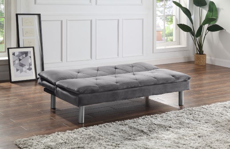 Cilliers - Futon - Gray Velvet & Chrome Finish Unique Piece Furniture