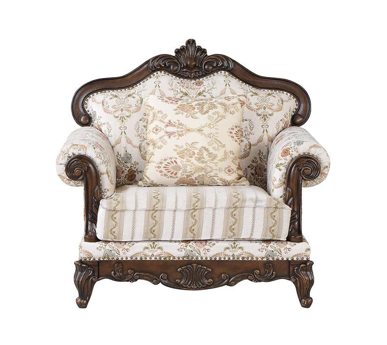 Nayla - Chair - Pattern Fabric & Walnut Finish Unique Piece Furniture