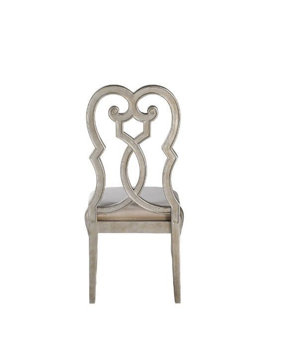 Esteban - Side Chair (Set of 2) - Ivory Velvet & Antique Champagne Finish Unique Piece Furniture